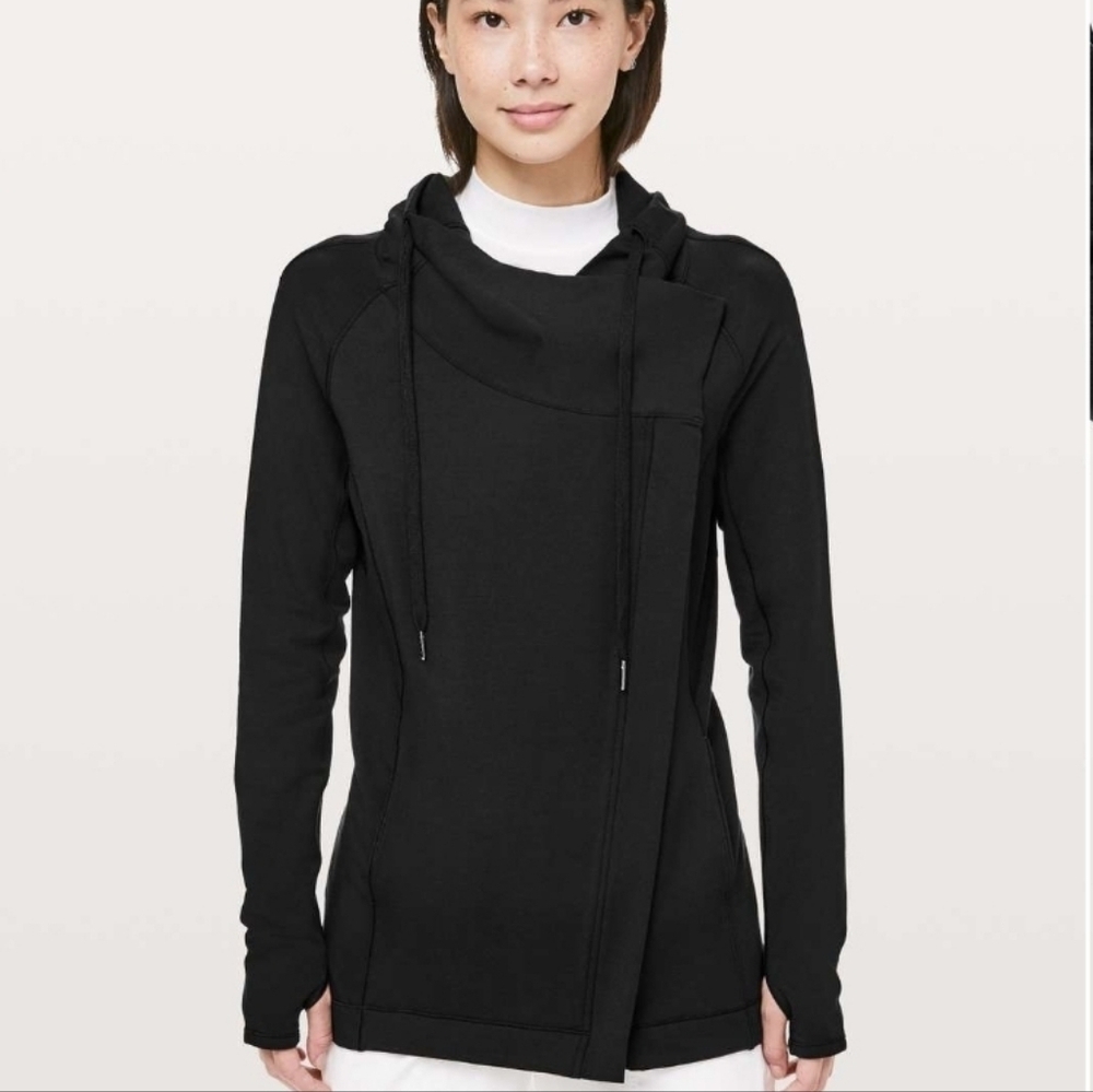 Lululemon Coast Easy Wrap Black Asymmetrical Hoodie